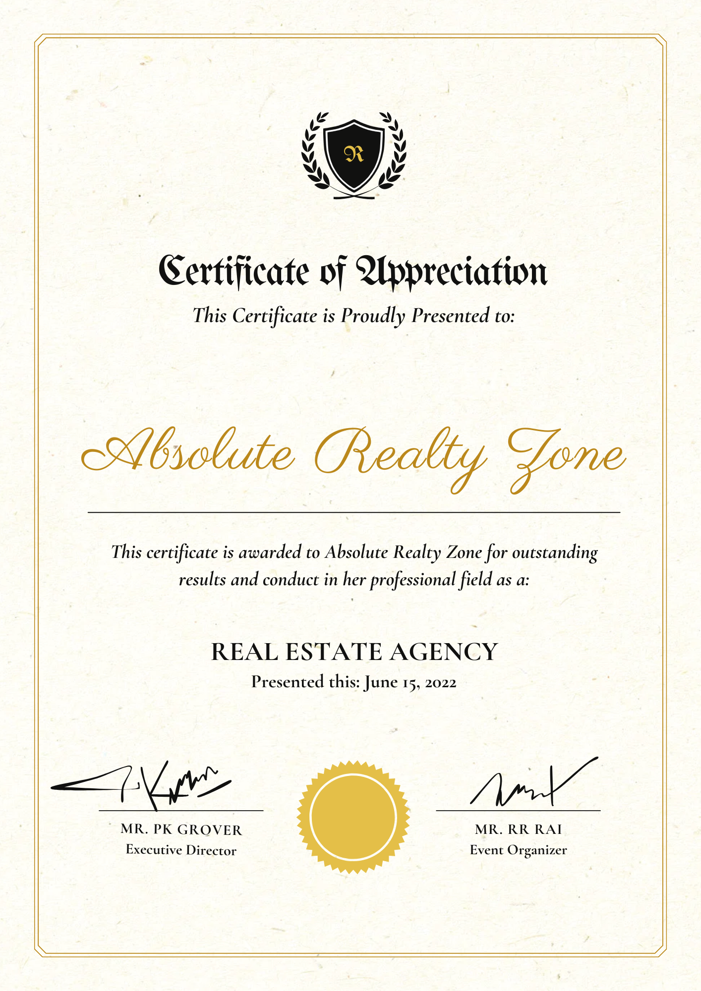 Public Speaker Certificate of Appreciation