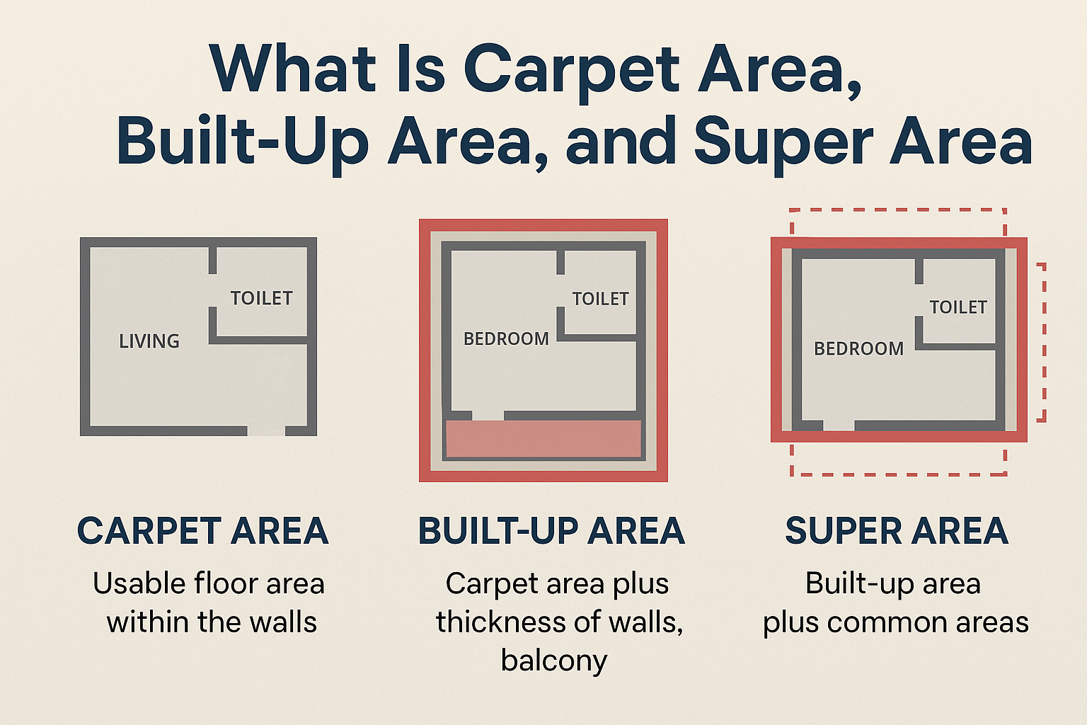 Carpet Area vs Built-Up vs Super Area Explained